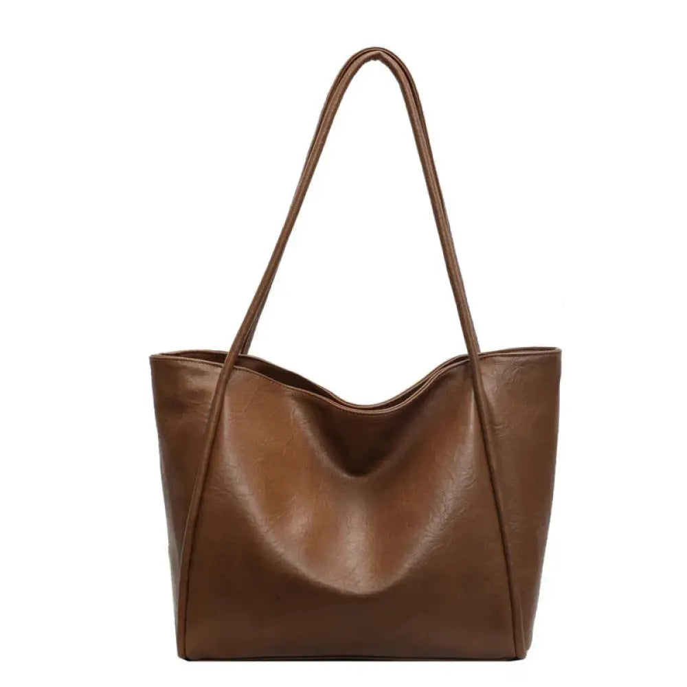 Large Faux Leather Minimalist Commuter Tote Bag