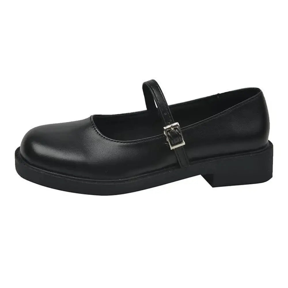 Women's French Vintage Leather Square Toe Mary Jane Flats