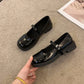 Women's French Vintage Leather Square Toe Mary Jane Flats