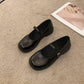 Women's French Vintage Leather Square Toe Mary Jane Flats