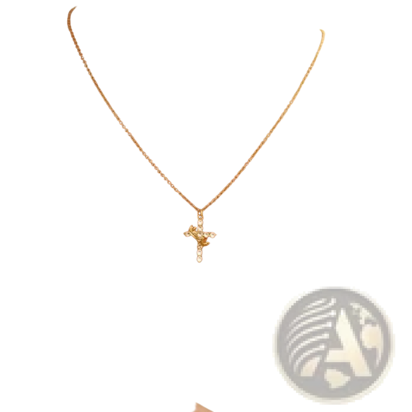Sparkling Layered Crown and Cross Pendant Necklace