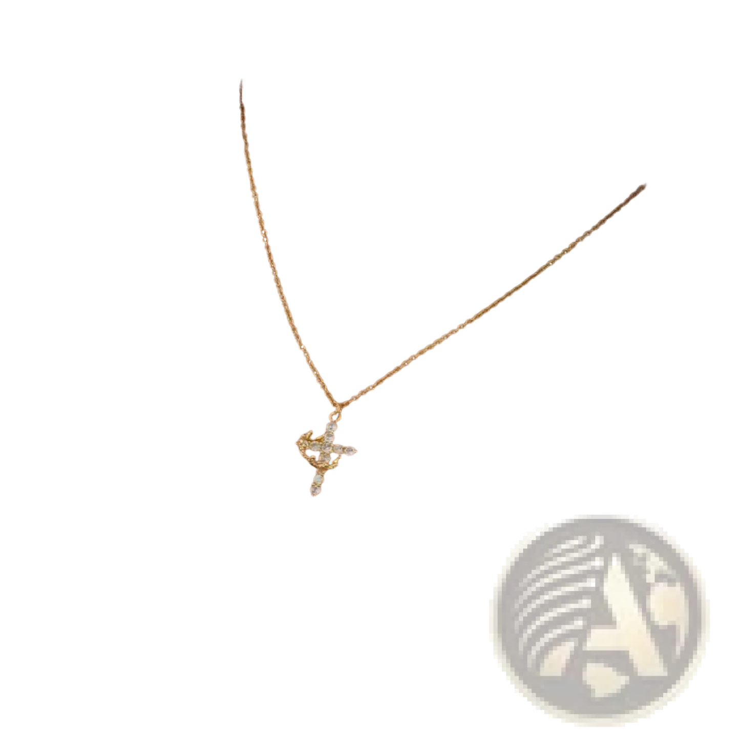 Sparkling Layered Crown and Cross Pendant Necklace