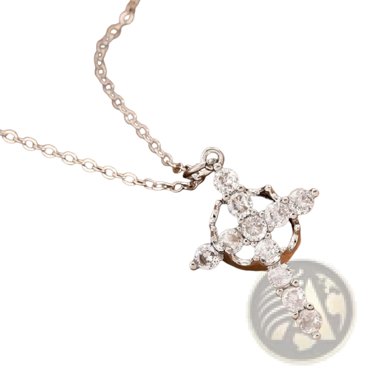 Sparkling Layered Crown and Cross Pendant Necklace