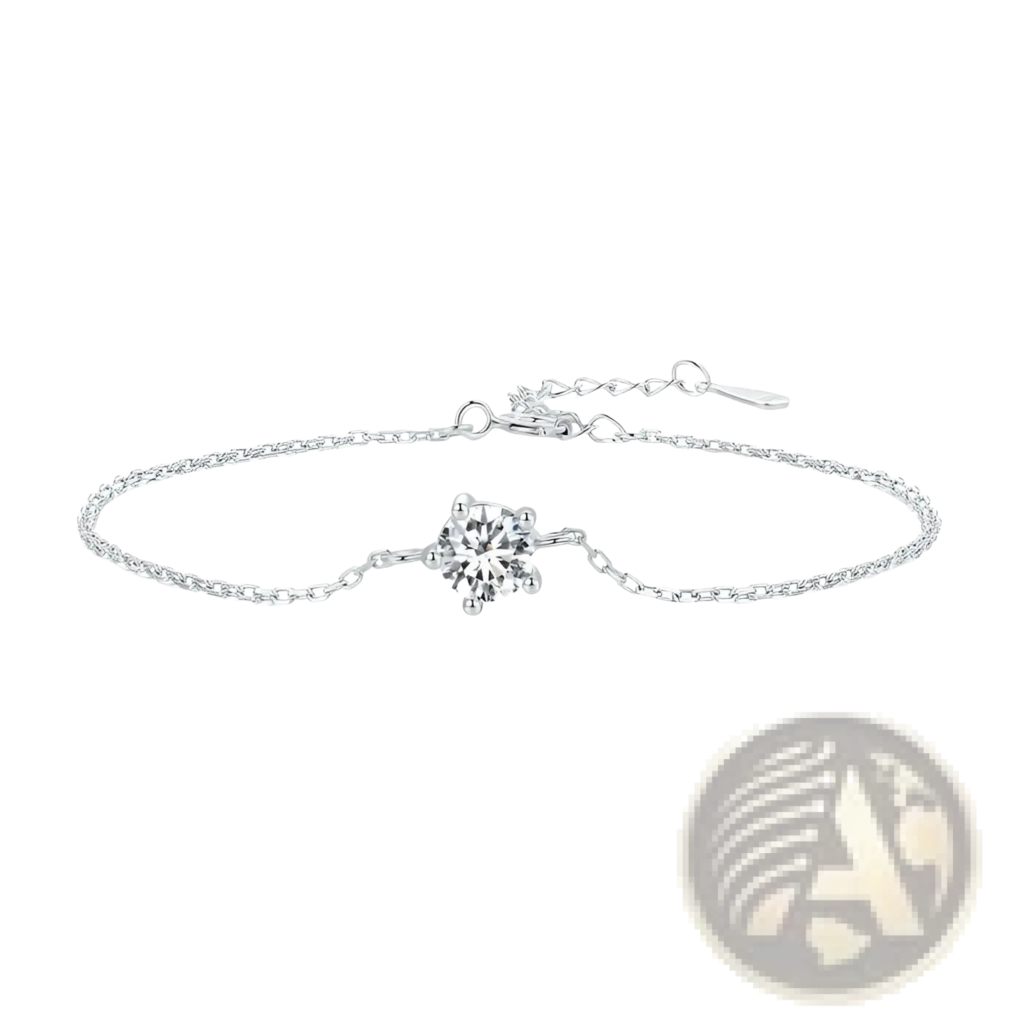 Sparkling Solitaire Moissanite Silver Chain Bracelet