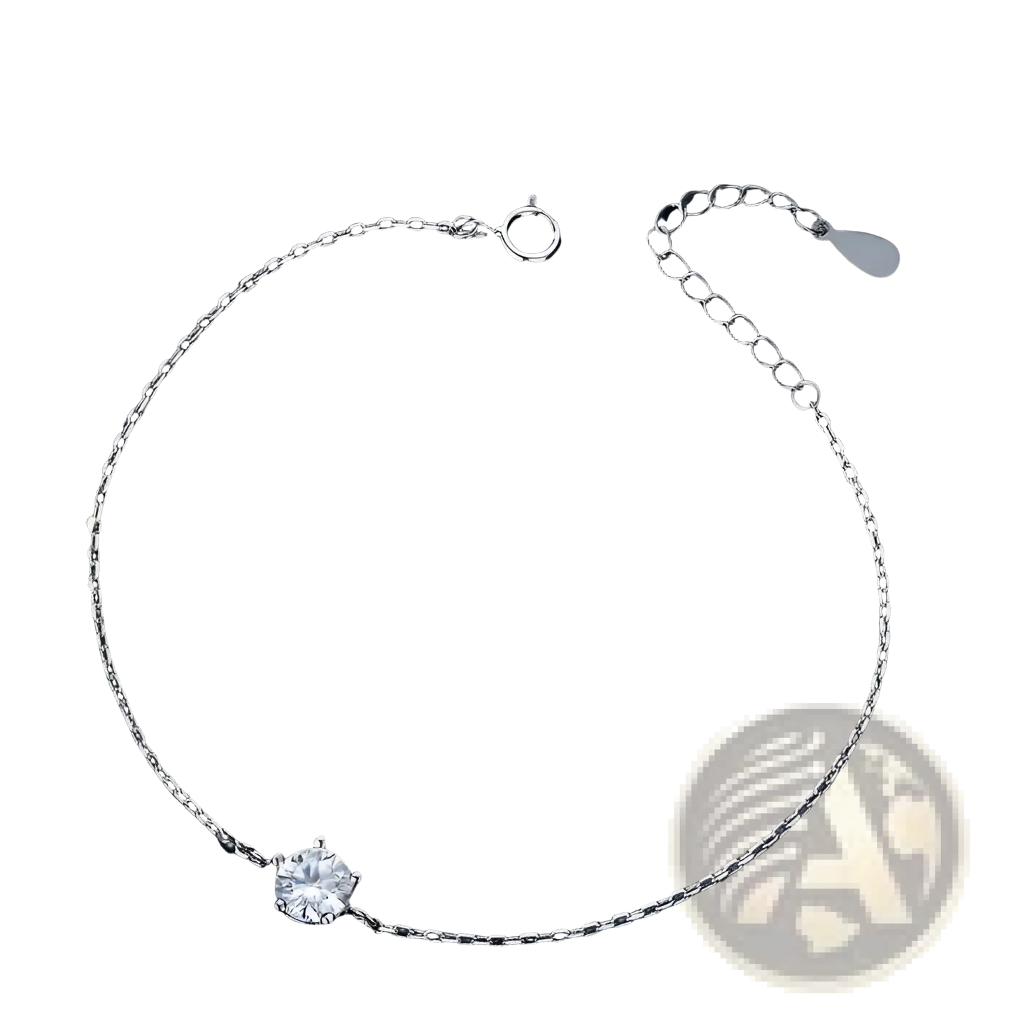 Sparkling Solitaire Moissanite Silver Chain Bracelet