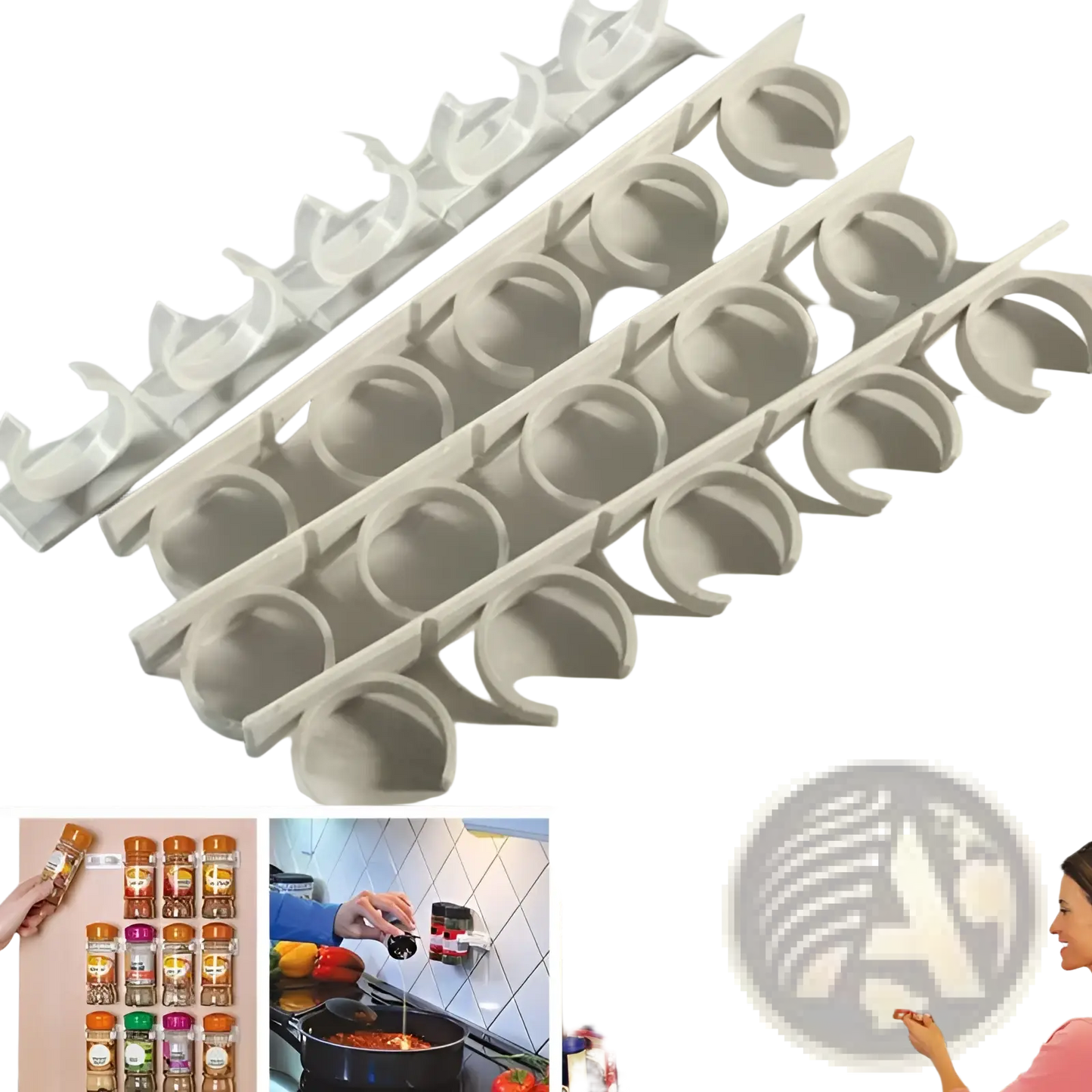 Spice Rack Organizer Wall Mount Adhesive Clips