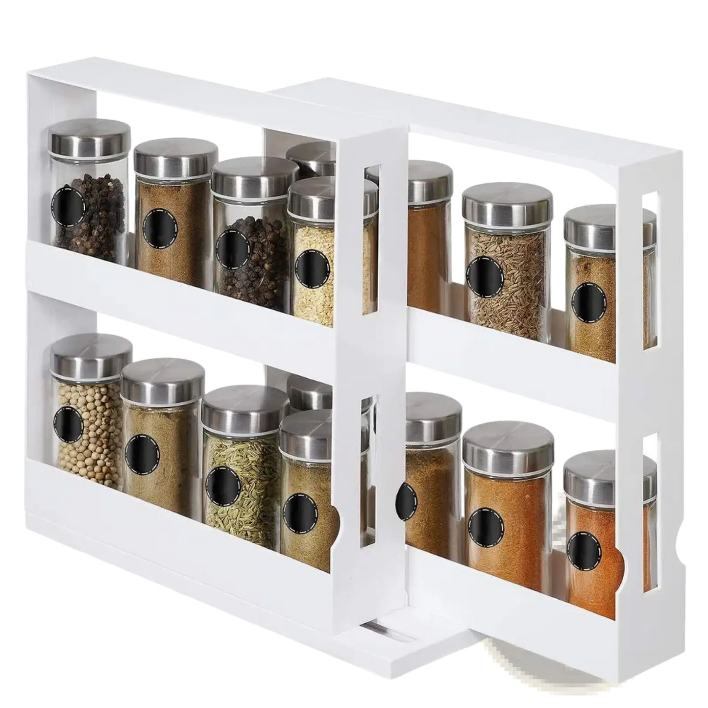 Spice Rack Swivel Cabinet Organizer Two Tier White