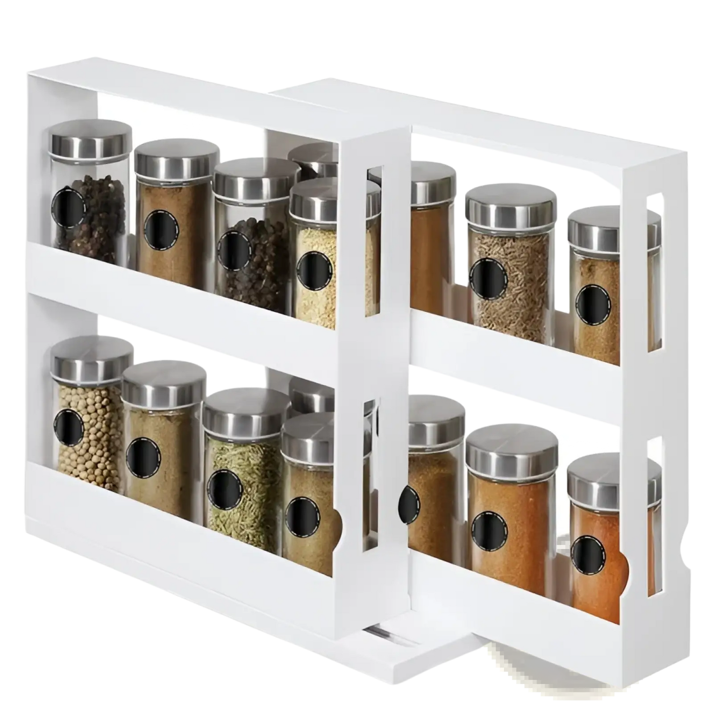 Spice Rack Swivel Cabinet Organizer Two Tier White