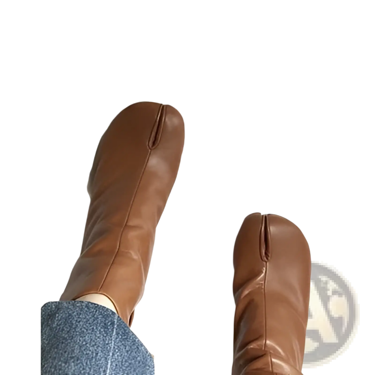 Split Toe Tabi High Heel Leather Ankle Boots