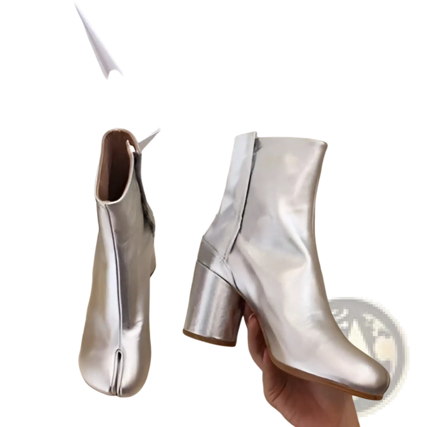 Split Toe Tabi High Heel Leather Ankle Boots