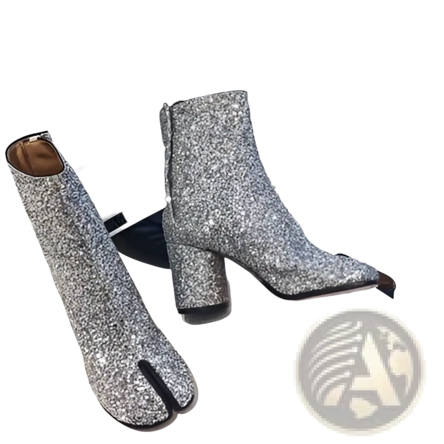Split Toe Tabi High Heel Leather Ankle Boots