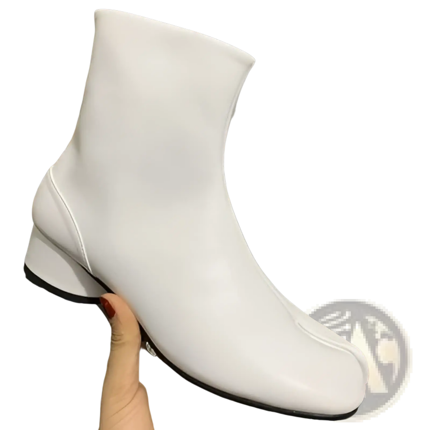 Split Toe Tabi High Heel Leather Ankle Boots