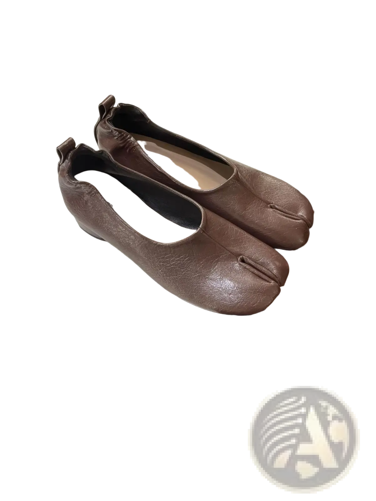 Split Toe Tabi Leather Pumps Mid Heel Horseshoe Shoes