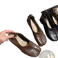 Split Toe Tabi Leather Pumps Mid Heel Horseshoe Shoes