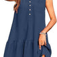 Tiered V-neck Sleeveless Button Front Summer Dress