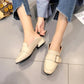 Square Toe Buckle Leather Loafers and Mules
