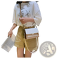 Square Crossbody Bag Two-tone Faux Leather Gold Chain