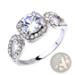 Square Cut Diamond Halo Engagement Ring in Silver
