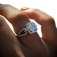 Square Cut Diamond Halo Engagement Ring in Silver