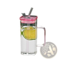 Square Glass Cup with Lid and Straw 12oz