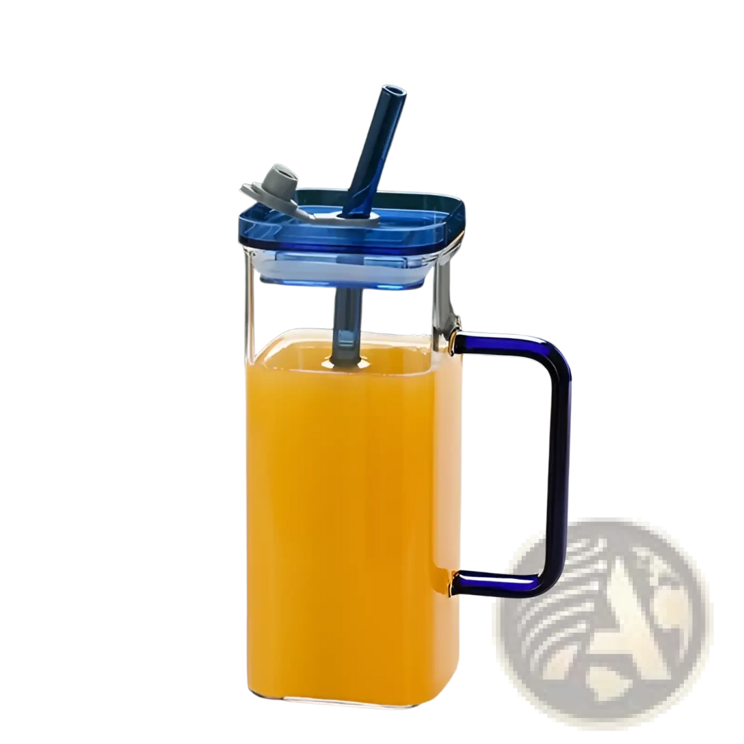 Square Glass Cup with Lid and Straw 12oz