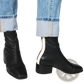 Square Toe Ankle Boots with White Contrast Zipper