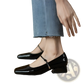 Square Toe Mary Jane Patent Leather Block Heels