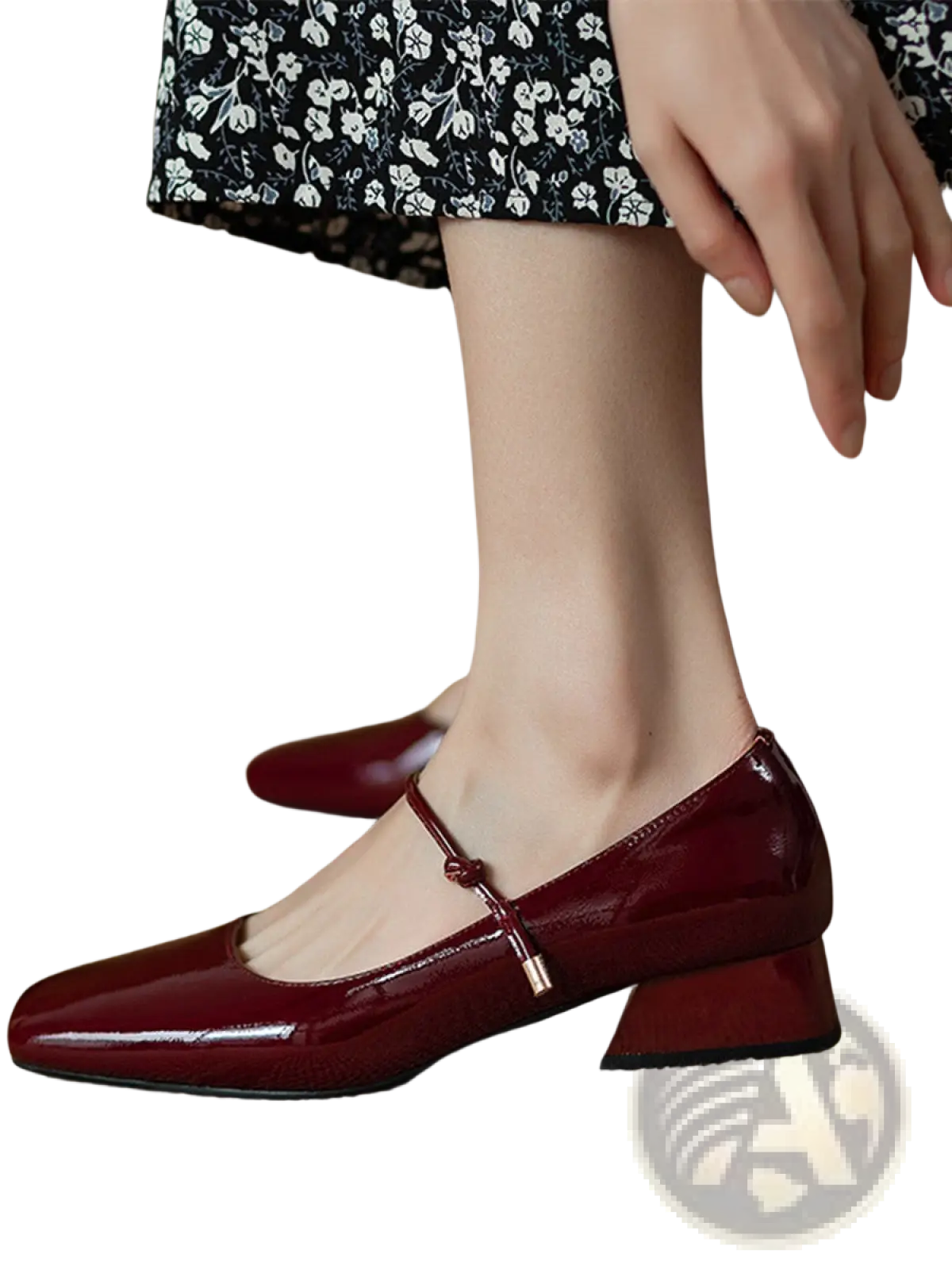 Square Toe Mary Jane Patent Leather Block Heels