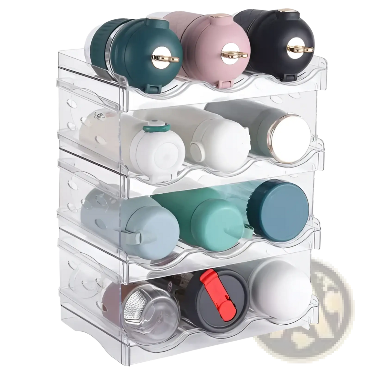 Stackable 12 Bottle Storage Rack 4 Tier Water Bottle Holder