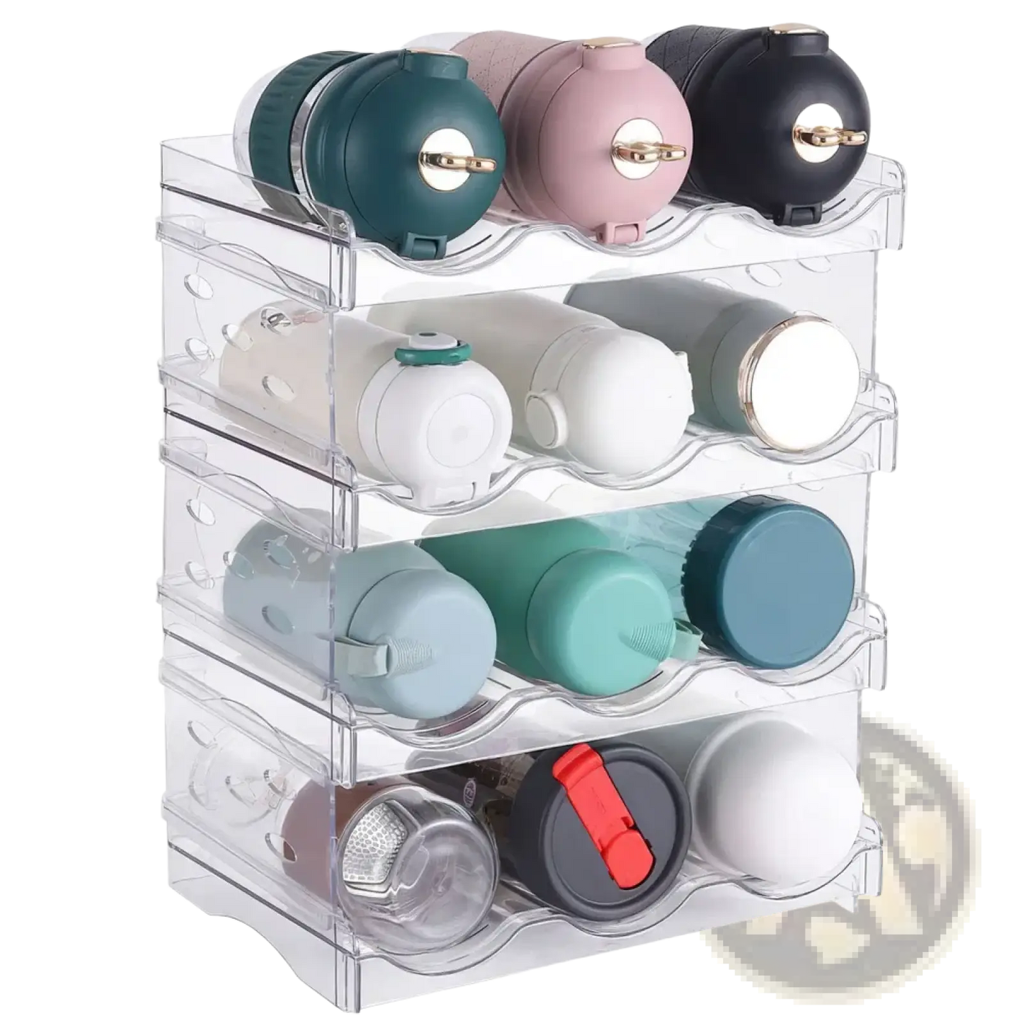 Stackable 12 Bottle Storage Rack 4 Tier Water Bottle Holder