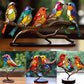 Vibrant Stained Glass Birds on Branch Figurine Home Decor