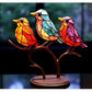 Vibrant Stained Glass Birds on Branch Figurine Home Decor
