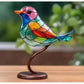 Vibrant Stained Glass Birds on Branch Figurine Home Decor
