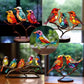 Vibrant Stained Glass Birds on Branch Figurine Home Decor