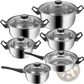 Stainless Steel Cookware Set 12 Piece with Glass Lids