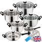 Stainless Steel Cookware Set 12 Piece with Glass Lids