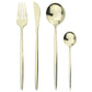 Modern Gold Polished Stainless Steel Flatware Set