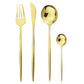 Modern Gold Polished Stainless Steel Flatware Set