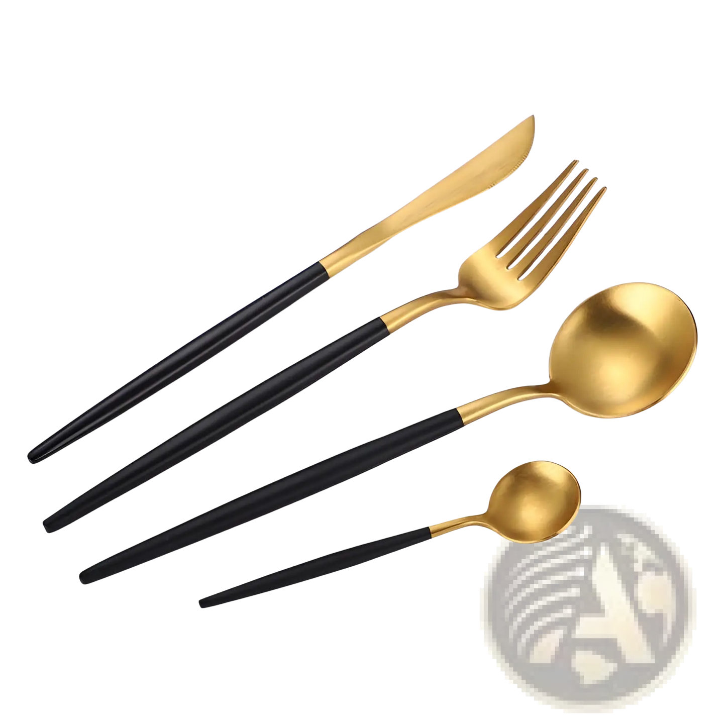 Stainless Steel Cutlery Set with Green Gold Handles
