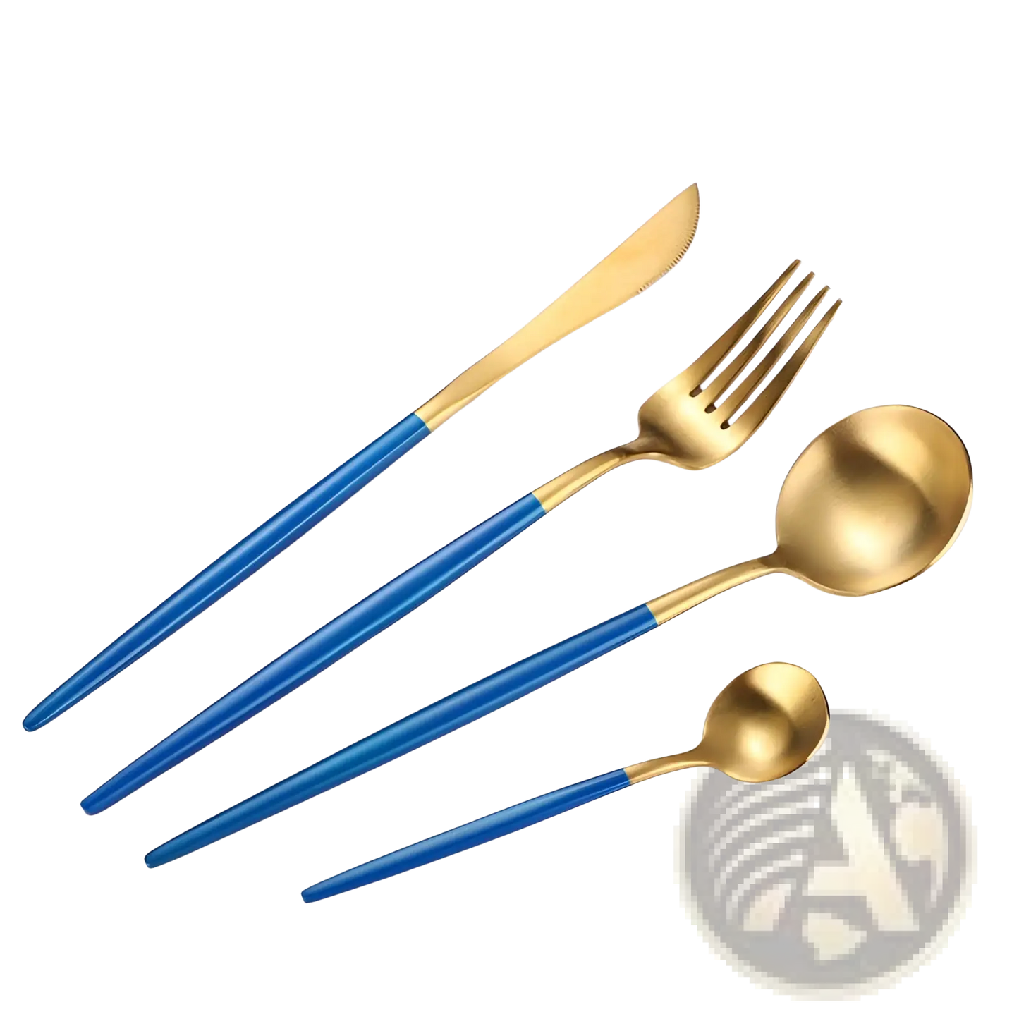 Stainless Steel Cutlery Set with Green Gold Handles