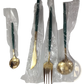Stainless Steel Cutlery Set with Green Gold Handles
