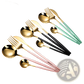 Stainless Steel Cutlery Set with Green Gold Handles