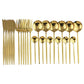 Modern Gold Polished Stainless Steel Flatware Set