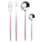 Modern Gold Polished Stainless Steel Flatware Set