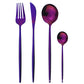 Modern Gold Polished Stainless Steel Flatware Set