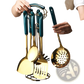 Stainless Steel Gold and Teal Kitchen Utensil Set