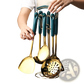 Stainless Steel Gold and Teal Kitchen Utensil Set