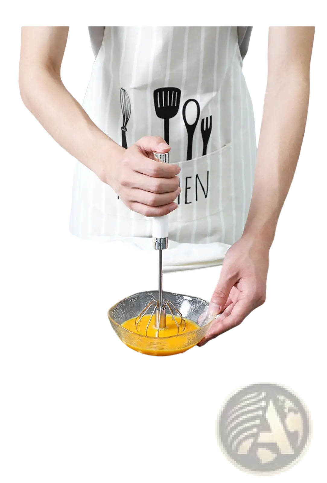 Stainless Steel Semi Automatic Rotating Egg Beater Whisk