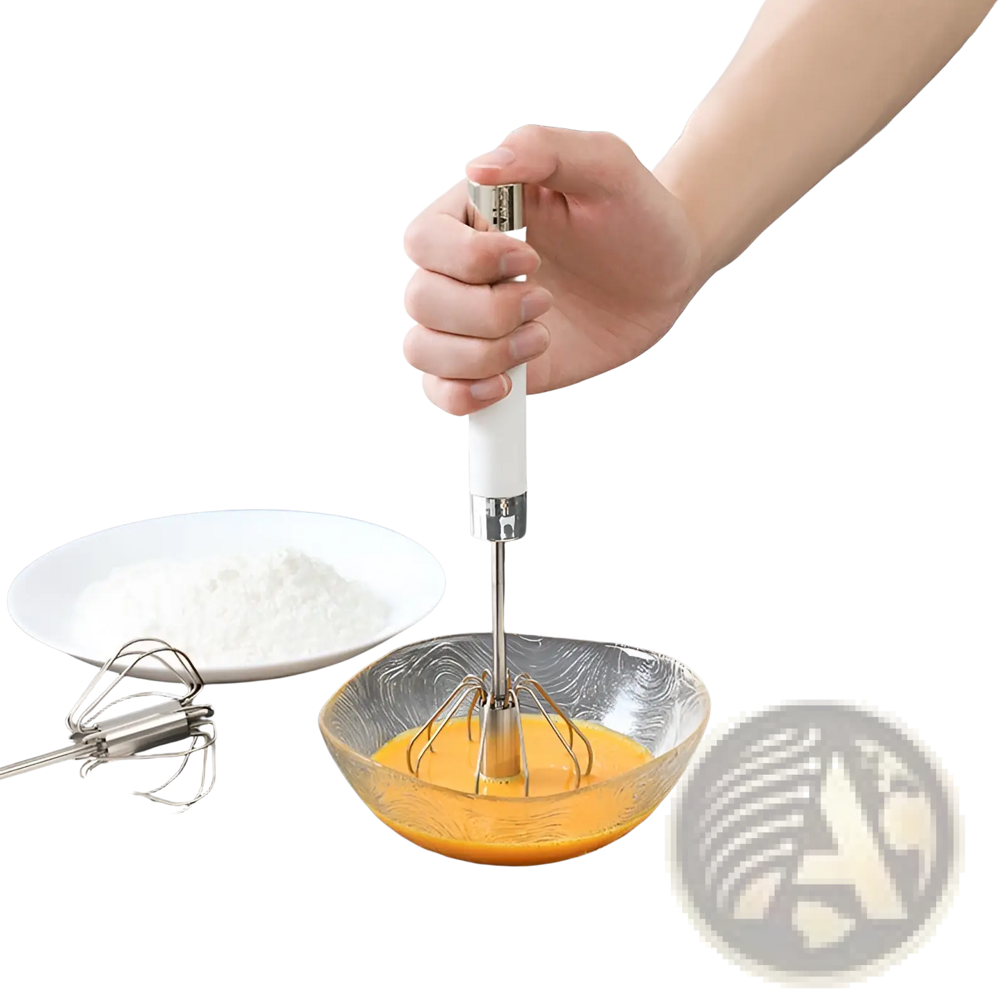 Stainless Steel Semi Automatic Rotating Egg Beater Whisk