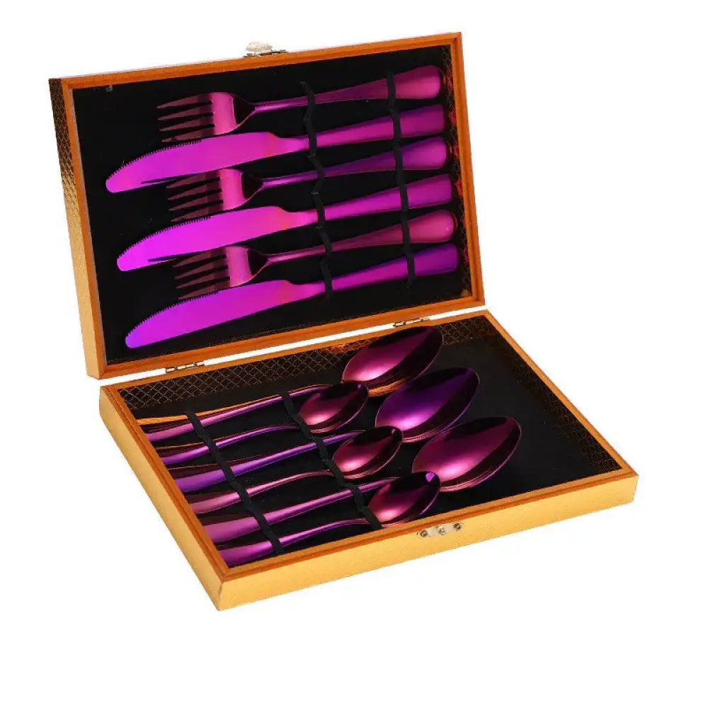 Premium Stainless Steel Steak Cutlery Set in Wooden Box